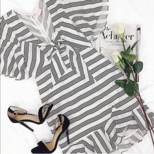 Selfie Leslie black and white striped dress